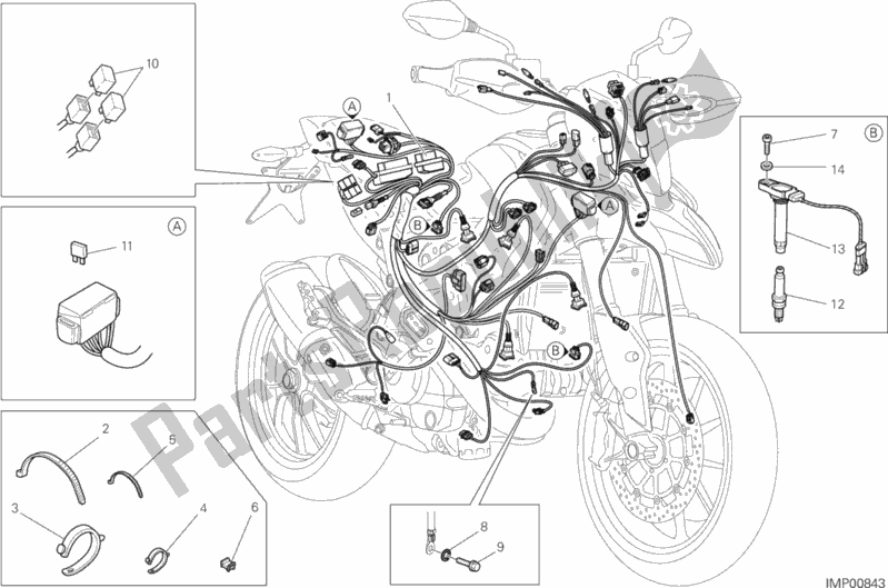 Toutes les pièces pour le Faisceau De Câblage du Ducati Hypermotard Brasil 821 2016